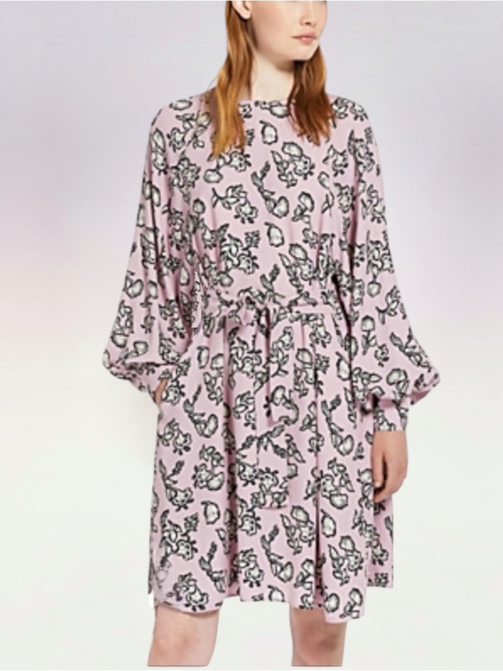 MAX MARA WEEKEND Lola Bishop Sleeve Dress Pink Ramage Size 10